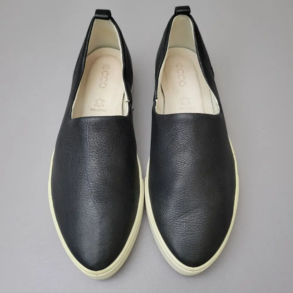 Ecco Shoes Womens 9 Gillian Slip On Black Casual Comfort Low Top Round Toe Flats